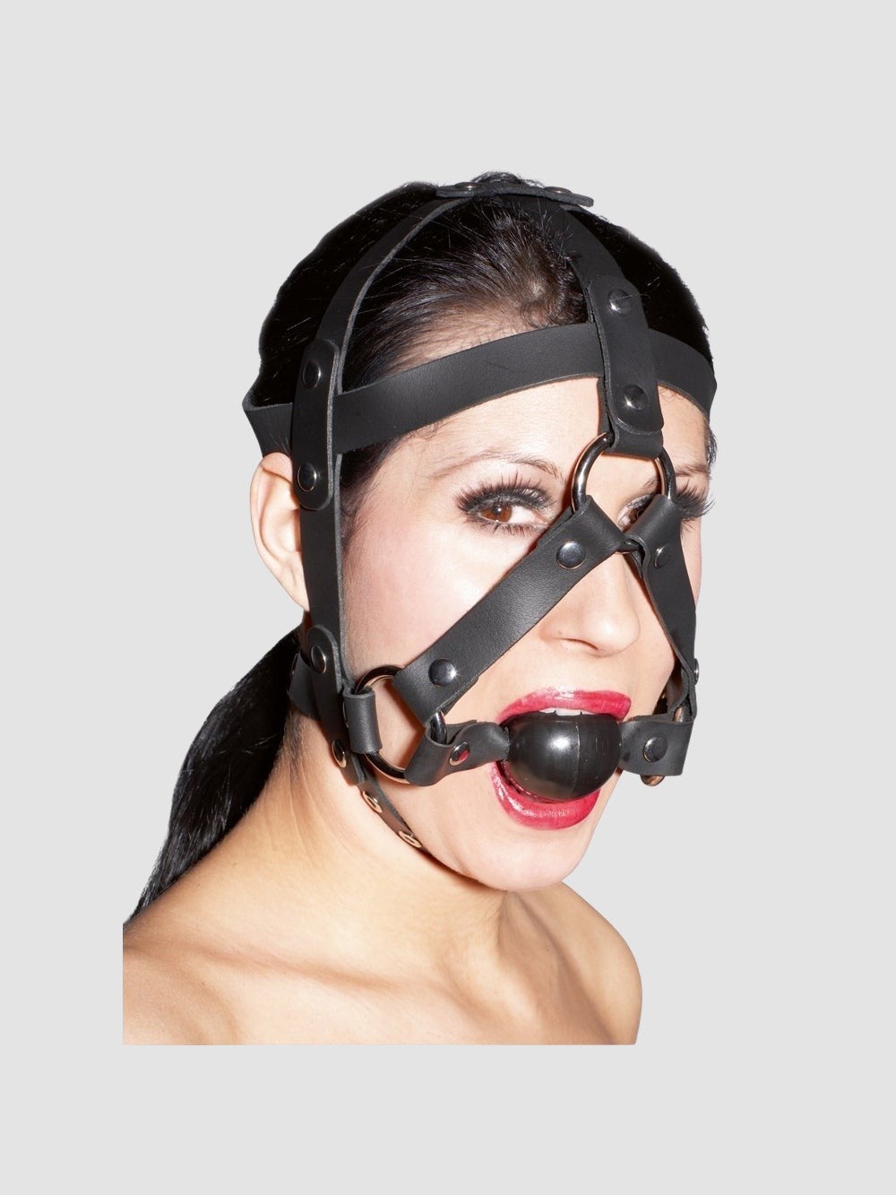 Harnais de Tête en Cuir avec Bâillon