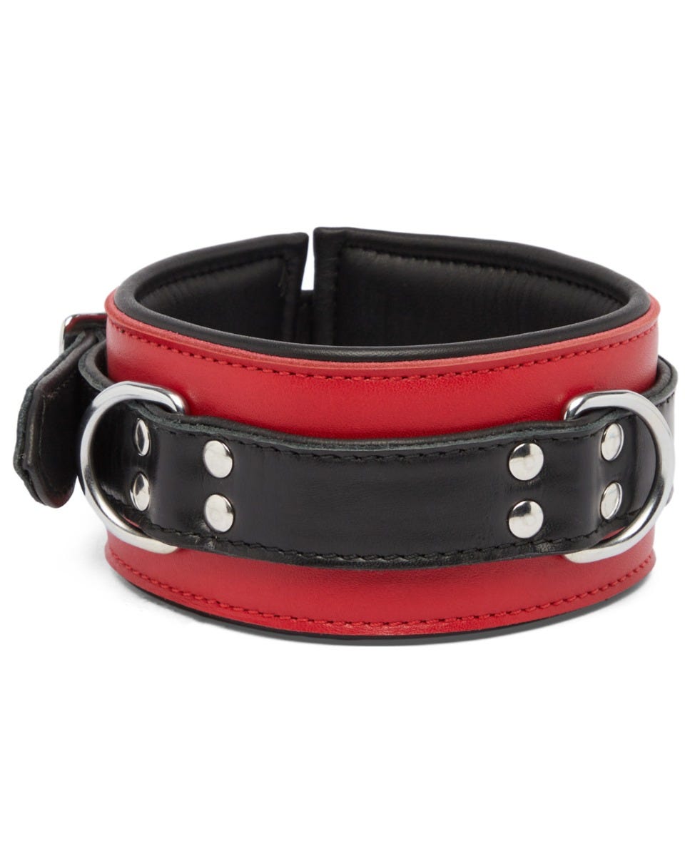 Collier rouge et noir en cuir véritable