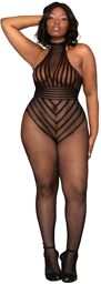 Bodystocking en résille grande taille - DG0402XBLK Noir