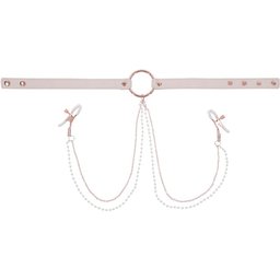 Sportsheets – S&M Peaches ‘n CreaMe Collier avec Pinces à Tétons – Cream