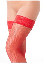 Bas résille autofixants - Talle unique - Rouge