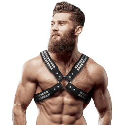 HARNAIS POITRINE CROISÉE EN CUIR ÉCOLOGIQUE POUR HOMMES AVEC RIVETS
