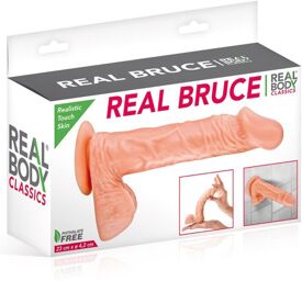 Gode réaliste grande longueur veiné avec testicules et ventouse 23cm Peau
