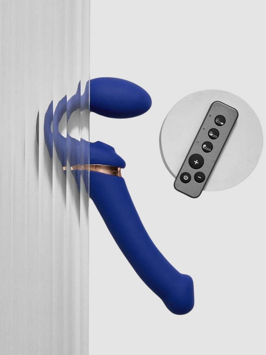 Strap-on vibrant télécommandé Multi Orgasm bleu XL