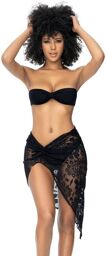 Jupe paréo en dentelle noir fendue et nouée à la taille Noir