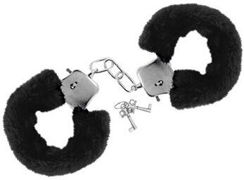 Menottes fourrure noires de poignets avec sécurité Noir