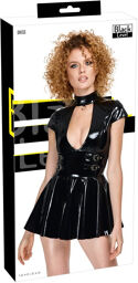 Robe vinyle noire avec anneau et ceintures ajustables Noir