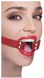 Bâillon Anneau avec Sangles Cuir Rouge