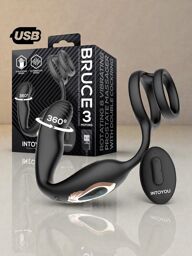 Masseur de Prostate 360 Double Anneau Pénien Vibrant Bruce