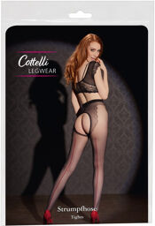 Collants ouverts à l'entrejambe avec couture décorative Noir