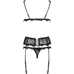Ensemble 3 pièces avec porte-jarretelles Emperita - Noir