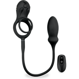 Double anneau cockring avec plug anal et stimulateur de clitoris Triadex