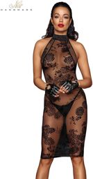 Robe mi-longue transparente en tulle Noir
