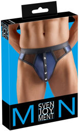 String élégant avec inserts en résille et pressions argentées Bleu
