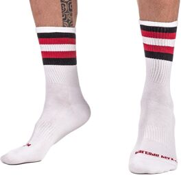 Chaussettes HALF SOCKS Stripes Blanc Noir Rouge