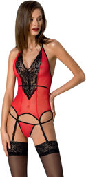 Ensemble corset et tanga Peonia Noir