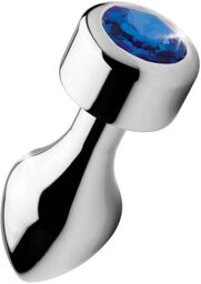 Plug Anal Métal Weighted Bijou Blue Gem Large Argent