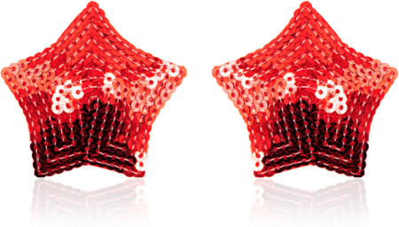 Paire de cache tétons adhésifs étoile pailletée sequin rouge