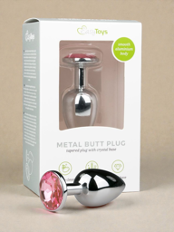 Plug anal en métal argenté/rose - S