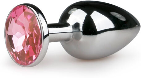 Plug anal en métal argenté/rose - S