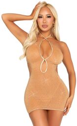 Robe dos nu en lurex et strass Or Or