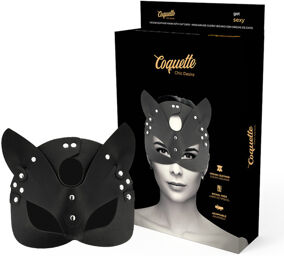 Masque en cuir vegan avec oreilles de chat pour jeux sensuels