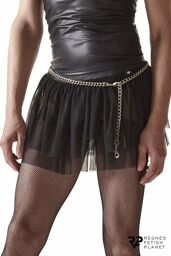 Mini jupe noire en maille transparente - 18063 Noir