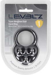 Cockring en silicone liquide triple poids - Noir