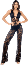 Combinaison sexy en dentelle transparente avec armatures Mapalé Noir