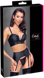 Ensemble porte-jarretelles noir avec zip scintillant Noir