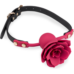 Gag ball en similicuir avec rose en silicone