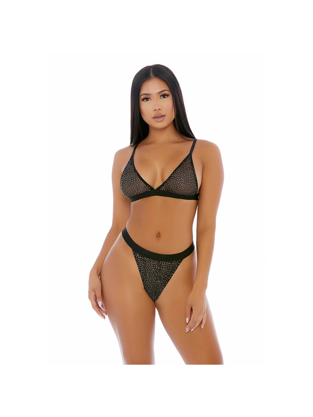 Ensemble 2 Pièces Diamonds Dancing Rhinestone Noir