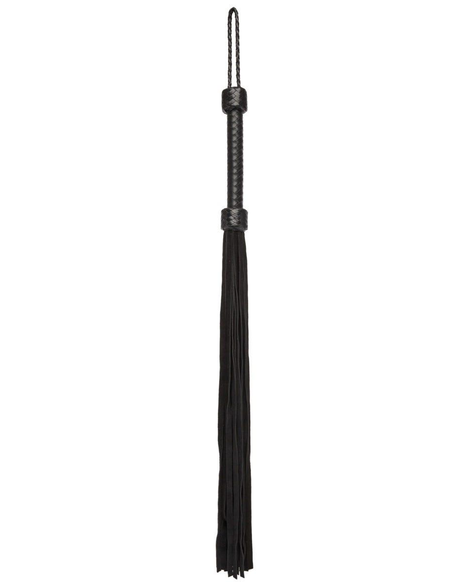 Fouet noir en cuir véritable de 76cm avec 36 lanières