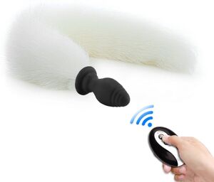 Plug Queue Vibrant Fox Tail Vibe 6.5 x 3.2cm - Queue 40cm Blanche