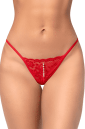 String rouge en dentelle avec perle suspendue Rouge