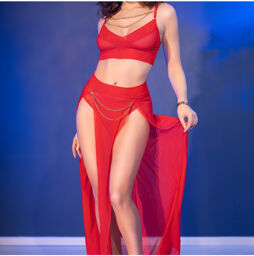 Ensemble CR-4850 rouge en tulle délicat Rouge