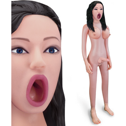 Poupée gonflable trans suceuse vibrante brune Anita