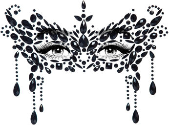Bijoux autocollants pour visage Masquerade Adhesive Face Jewels Sticker Black