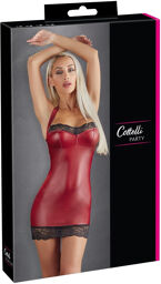 Robe moulante à col licou avec dentelle Rouge
