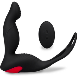 Vibromasseur vibro homme gode anal Stimulateur de prostate et double cockring Delight - Noir