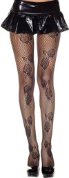 Collant noir resille motif fleuri Noir