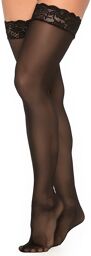 Mapalé Bas nylon noirs autofixants jarretières dentelle - MAL1094BLK Noir