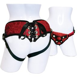 Corset en Dentelle Rouge Harnais Gode Ceinture