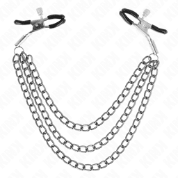 pinces à tétons avec 3 chaînes noires 20/23/28 cm