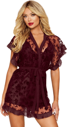 Nuisette et peignoir couleur aubergine Violet