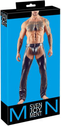 Chaps & String en imitation cuir Noir