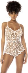 Body blanc transparent Celina avec dentelle brodée florale Blanc
