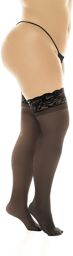Bas en nylon sexy noir, grande taille, autofixant - MAL1108XBLK Noir