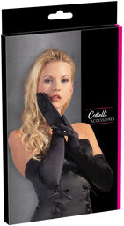 Gants longs en satin noir