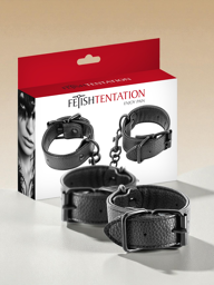 Menottes simili cuir noir ajustables - CC570407 Noir